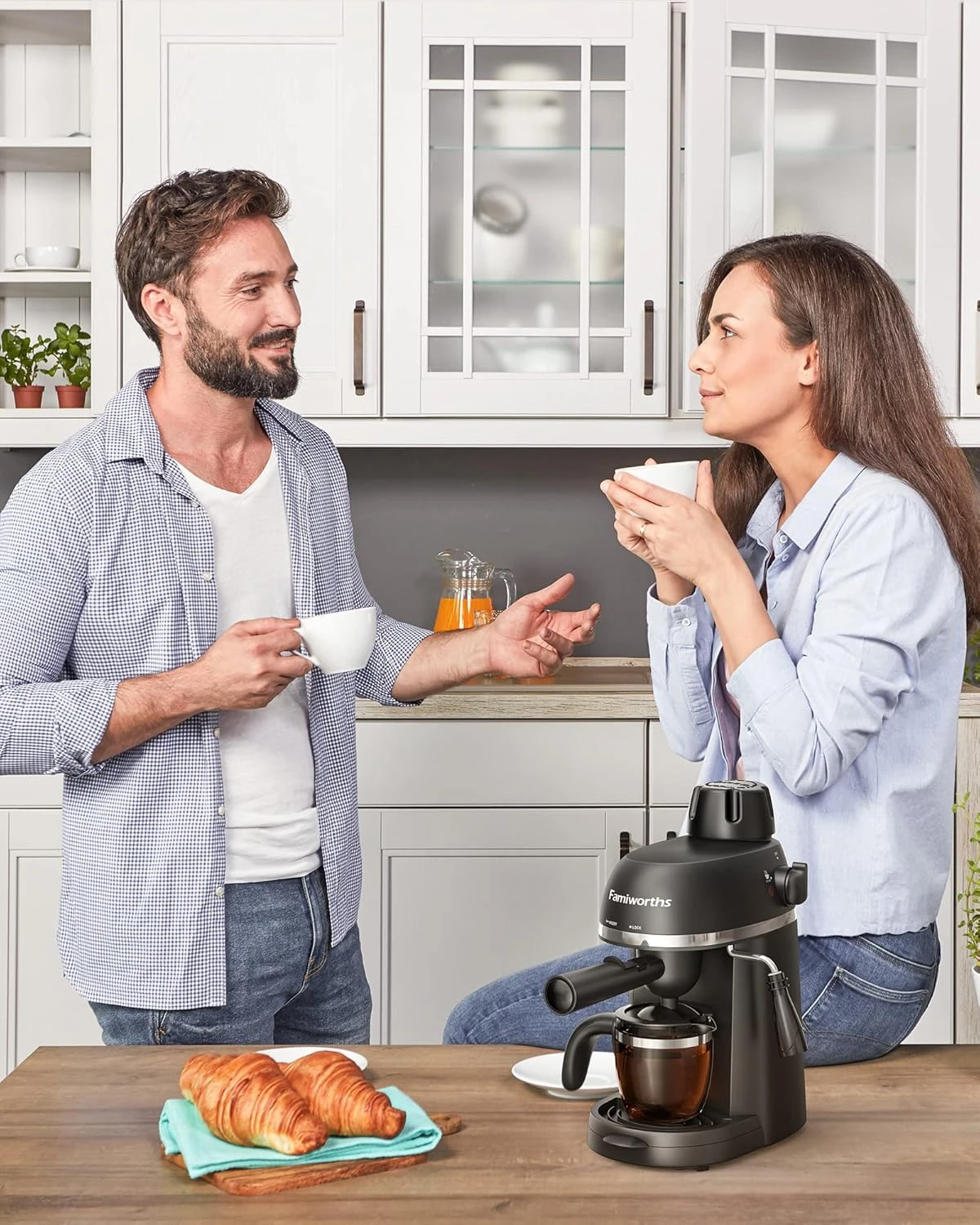 Famiworths Espresso Machine With Milk Frother, 1-4 Cups Espresso Maker With Carafe, Latte And Cappuccino Machine Maker, Black 7 Famiworths Espresso Machine With Milk Frother, 1-4 Cups Espresso Maker With Carafe, Latte And Cappuccino Machine Maker, Black - Image 7