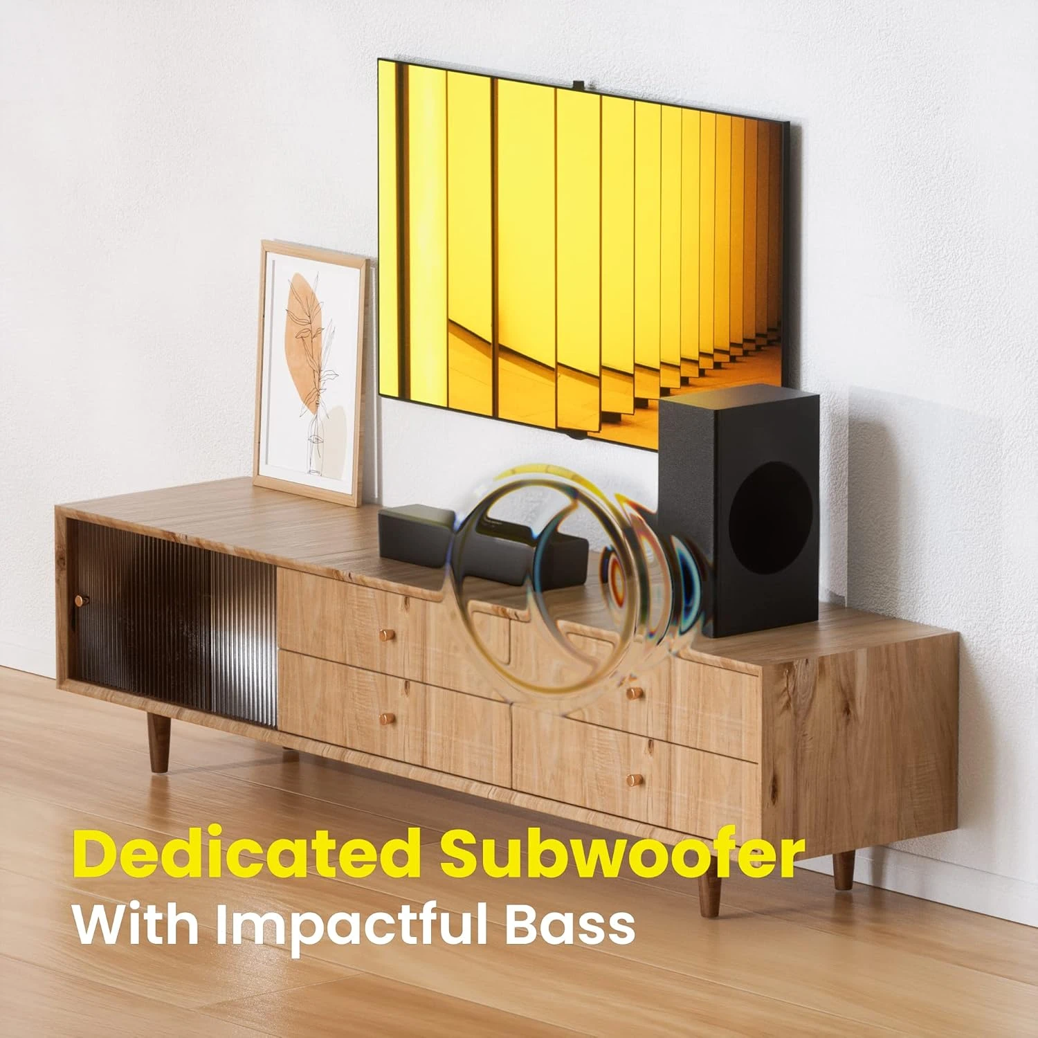 PHEANOO 2.1 Compact Sound Bars For TV With Subwoofer, HDMI ARC/Bluetooth 5.0/Optical/AUX/RCA Connection, Remote Control, Adjustable Bass, Wall Mountable – P15, 140W, 16 Inch 2 PHEANOO 2.1 Compact Sound Bars For TV With Subwoofer, HDMI ARC/Bluetooth 5.0/Optical/AUX/RCA Connection, Remote Control, Adjustable Bass, Wall Mountable – P15, 140W, 16 Inch - Image 2