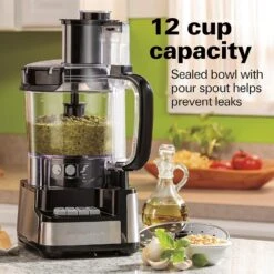 Hamilton Beach Stack & Snap Food Processor And Vegetable Chopper, BPA Free, Stainless Steel Blades, 12 Cup Bowl, 2-Speed 450 Watt Motor, Black (70725A) -Appliantrix Cheap Store 91dkCAS8w5L. AC SL1500