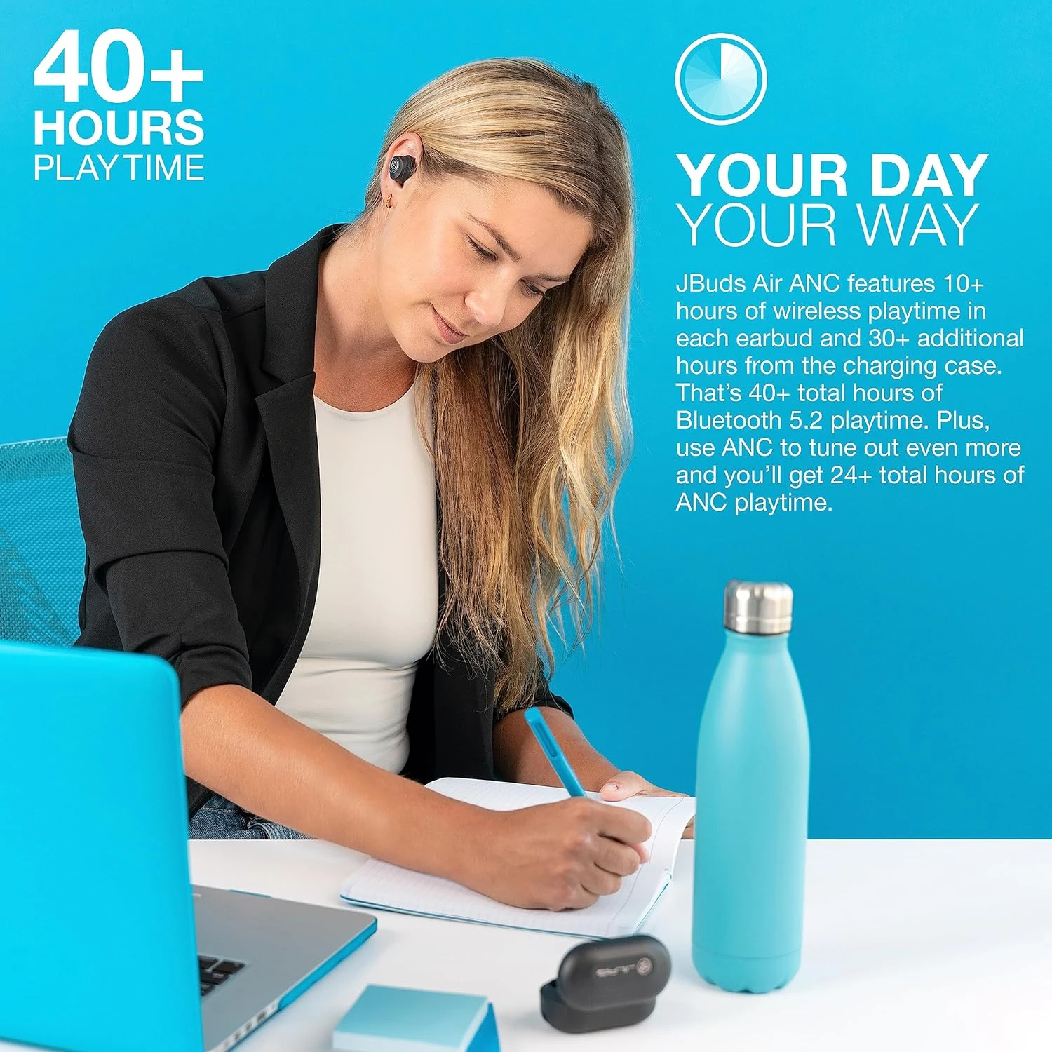 JLab JBuds Air ANC Gen 2 True Wireless Bluetooth Earbuds | Graphite | Active Noise Canceling | Low Latency Movie Mode | Dual Connect | IP55 Sweat Resistance | Custom 3 EQ Sound Settings | Tile 2 JLab JBuds Air ANC Gen 2 True Wireless Bluetooth Earbuds | Graphite | Active Noise Canceling | Low Latency Movie Mode | Dual Connect | IP55 Sweat Resistance | Custom 3 EQ Sound Settings | Tile - Image 2